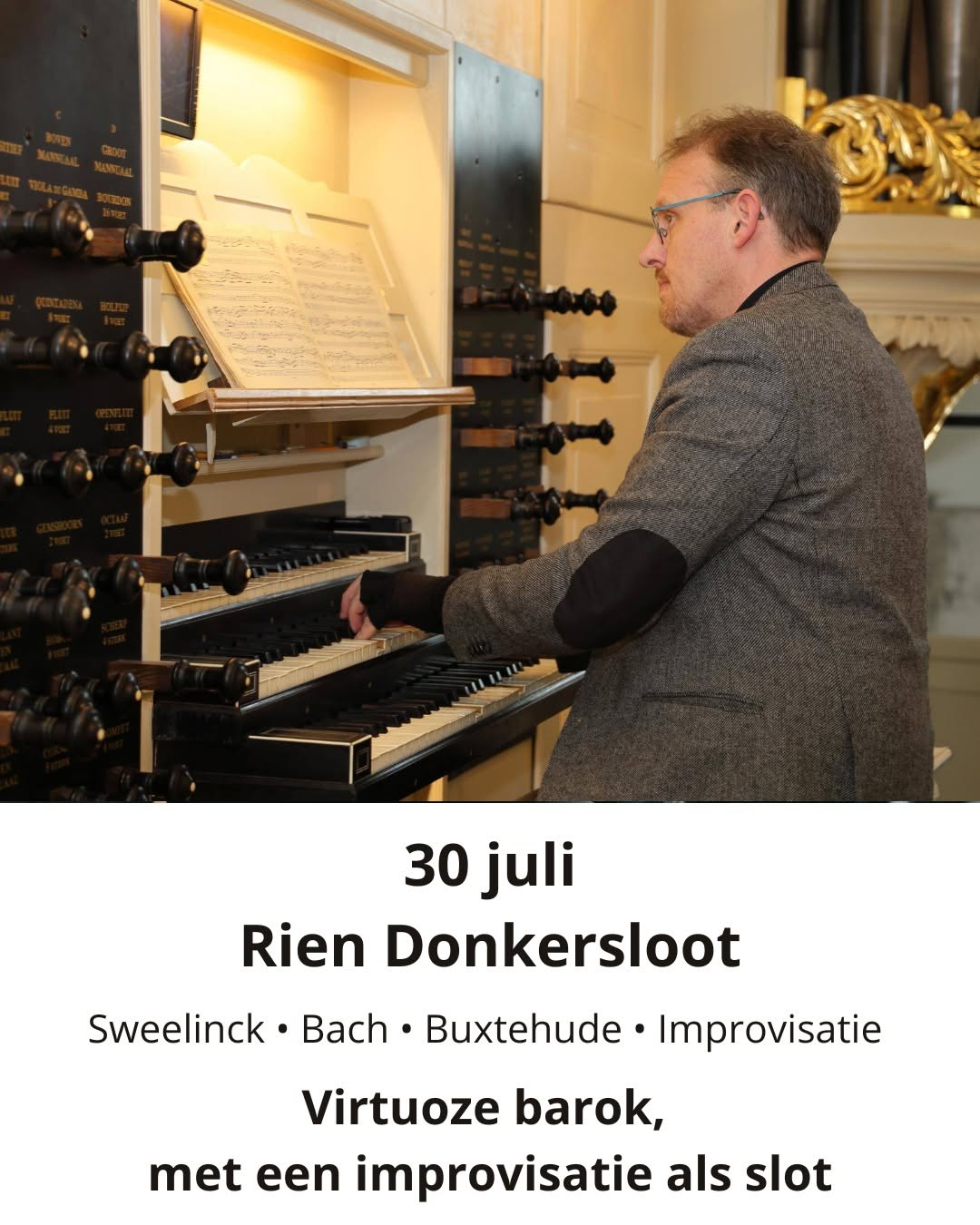 afbeelding voor Orgelconcert Oude Kerk start Rien Donkersloot
